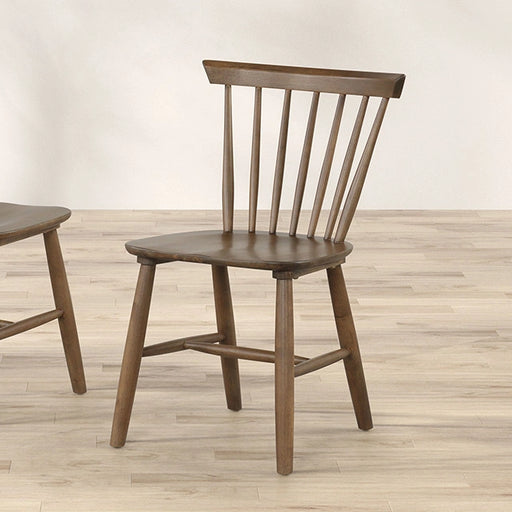 FOA East Beale dining chair in natural brown and beige upholstery, two-chair set
