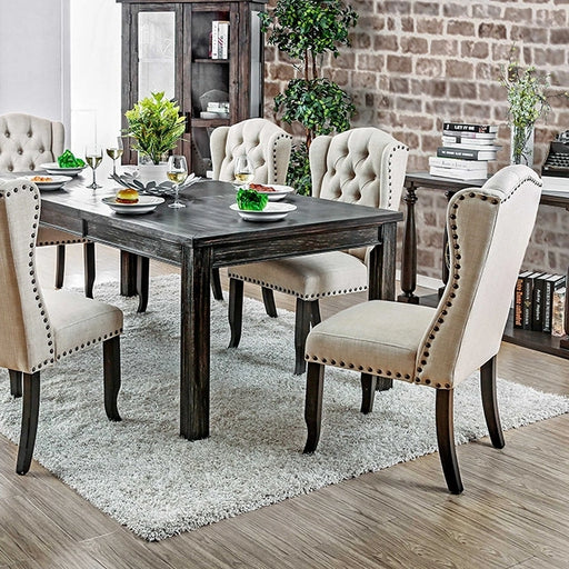FOA East Sania 9-piece rustic dining table set with table and eight matching chairs