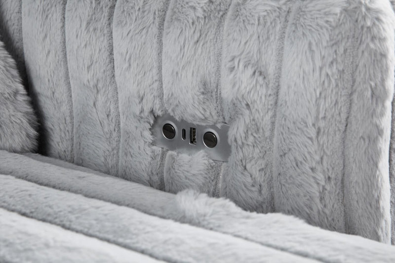 Gray Corduroy Power 4 Seater Sofa