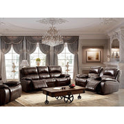 FOA East Ruth Brown loveseat with plush upholstery and rolled arms