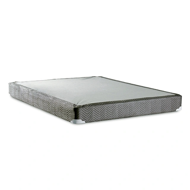 FOA East Aleksa Grey Full Foundation bed base in a modern grey finish