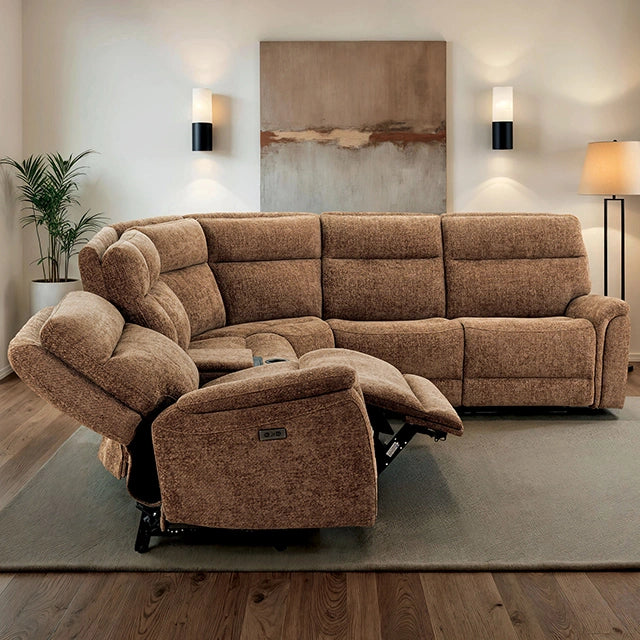 Mattheus Power Sectional with Console + 3 Recliners