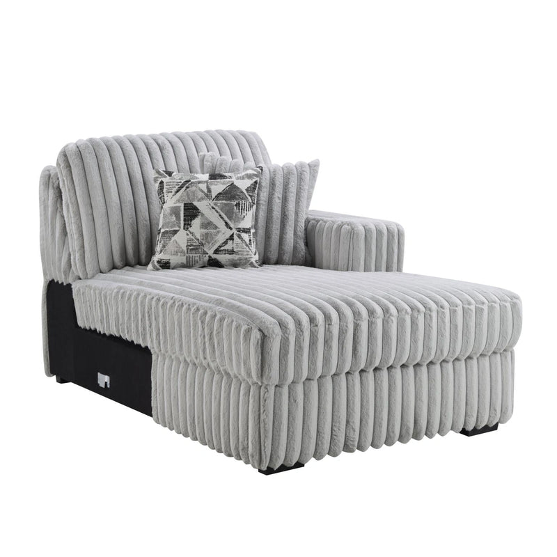 Gray Corduroy Power Reclining 4 Pc Sectional W/2 Wireless Charger
