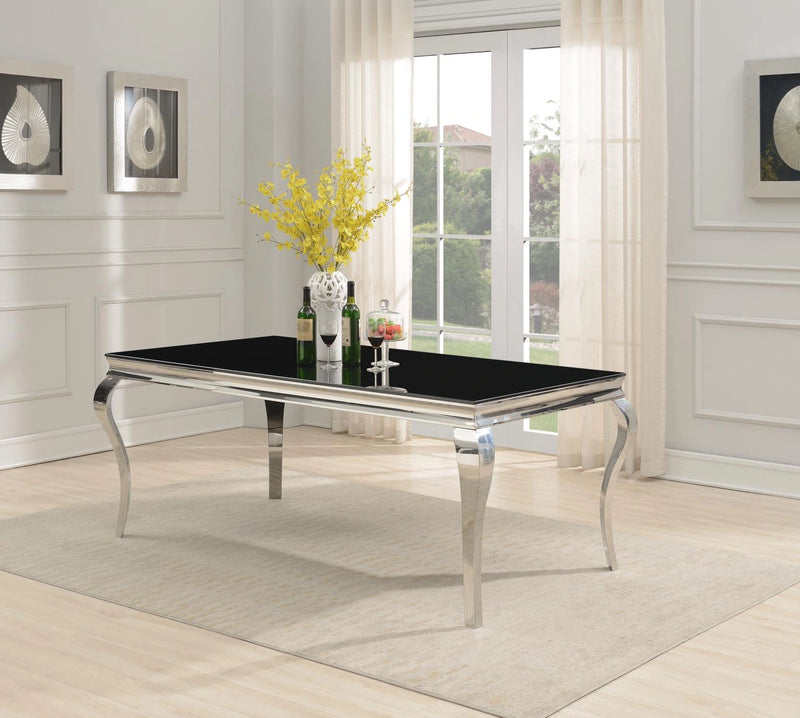 Glamour Dining Table & 4 Gray Velvet Chairs