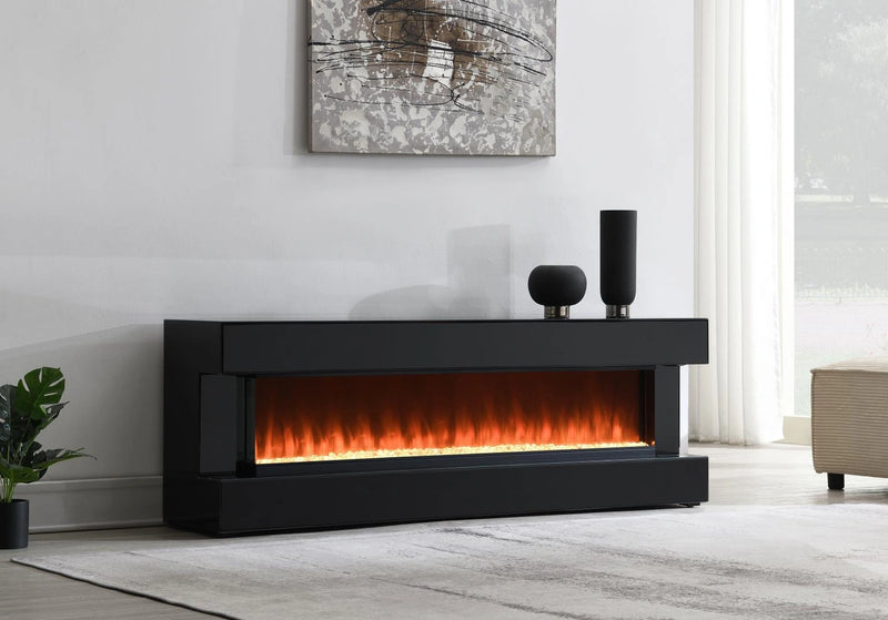 Black Fireplace Tv Stand W/Bluetooth Speaker