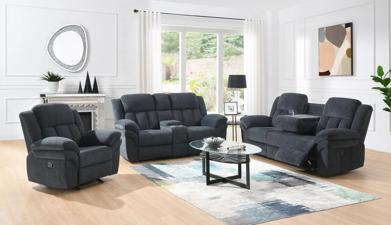 Gray Motion Sofa W/Drop Down Table
