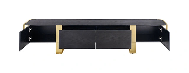Leknes TV Stand Black w/ Gold Frame