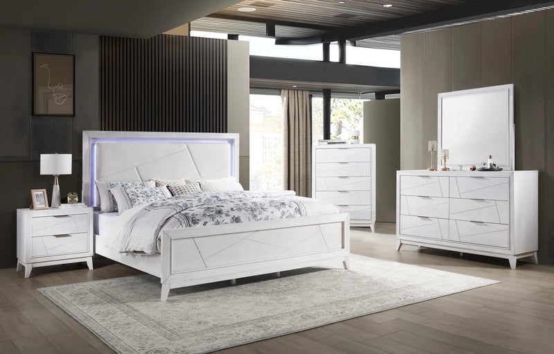 Led Queen Bed Antique White