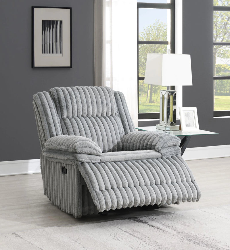 Gray Corduroy Motion Glider Chair