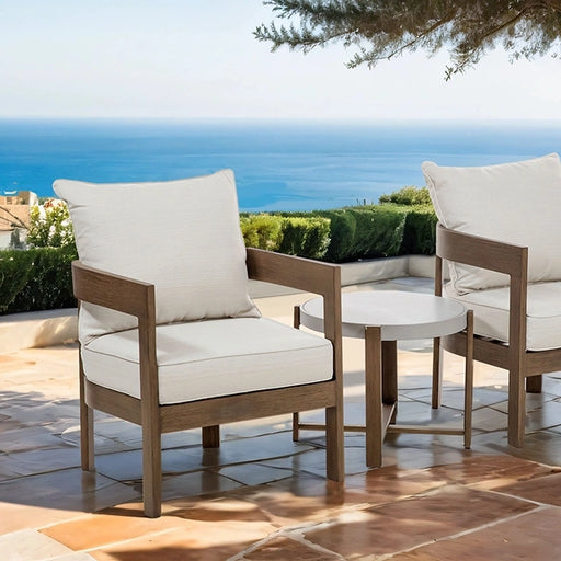 FOA East Lotus 3-PC patio set with outdoor chairs, shown in a coordinated design