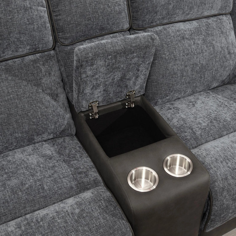 Gray Motion Sofa W/Drop Down Table