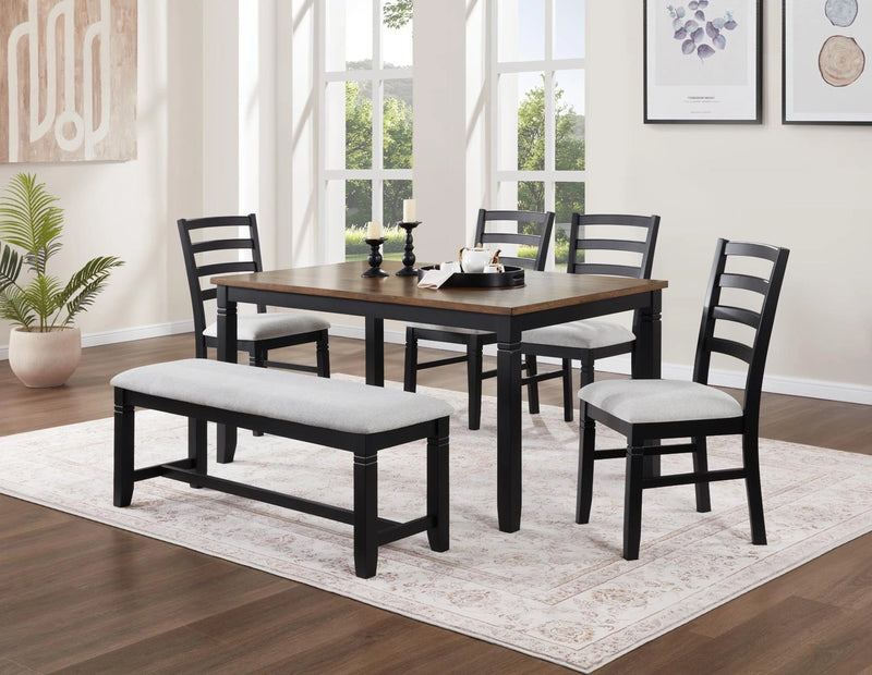 Black/Dark Brown Dining Table & 4 Chairs, Must Be Sold With Bench