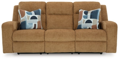 Ashley Furniture Kanlow reclining sofa with plush cushions and wide armrests, shown in a head-on view.