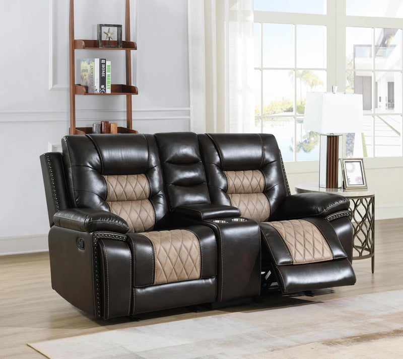 U141 Brown Motion Glider Loveseat