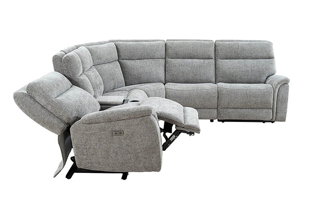 Mattheus Power Sectional with Console + 3 Recliners