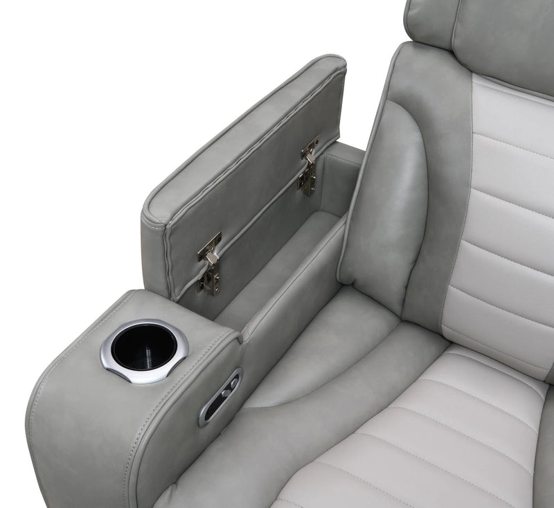 Gray/White Power 3 Pc Sectional W/Bluetooth Speaker, And Wireless Charger