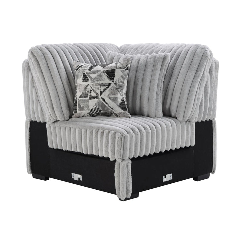 Gray Corduroy Power Reclining 4 Pc Sectional W/2 Wireless Charger