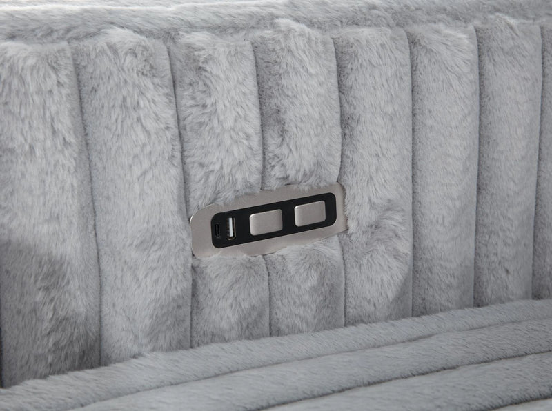 Gray Corduroy Power Reclining 4 Pc Sectional W/2 Wireless Charger