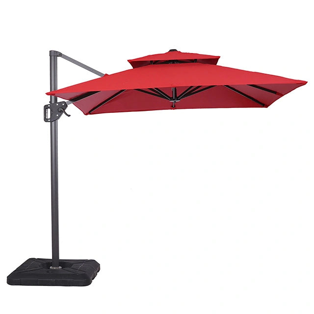 Fida 8 Ft Square Umbrella w/ Double Top + 37" Large Base