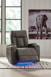 Ashley Furniture Feazada Power Recliner in open position, showcasing plush upholstery and adjustable reclining feature.