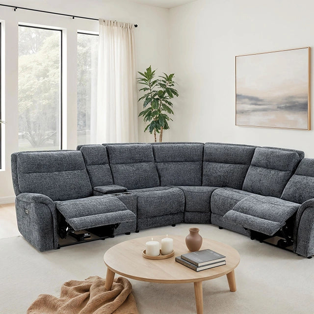 Mattheus Power Sectional with Console + 3 Recliners