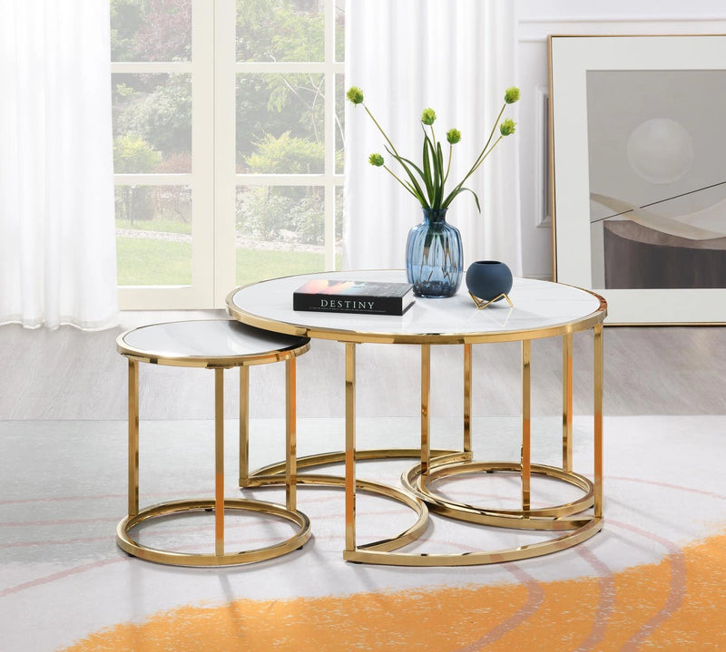 T328 Gold Coffee Table-2 End Table