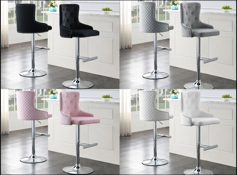 Amelia WHITE VELVET BAR STOOL - ST115-WHT