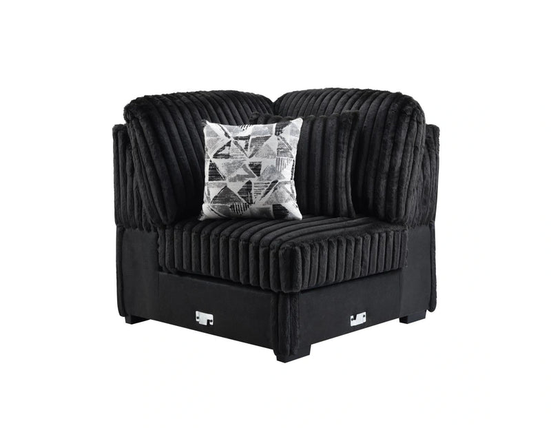 Black Corduroy Power Reclining 4 Pc Sectional W/2 Wireless Charger