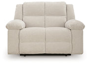 Ashley Furniture Orlen oversized recliner with plush fabric and wide armrests, shown from a head-on view.