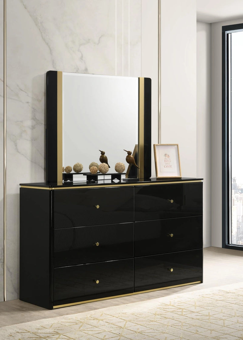 Black/Gold Line King Bed