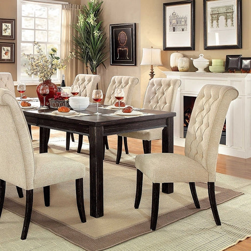 FOA East Sania 9-piece dining table set with rectangular table and eight matching chairs