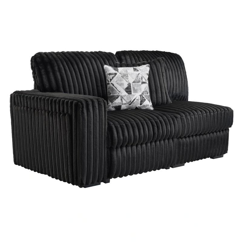 Black Corduroy Power Reclining 4 Pc Sectional W/2 Wireless Charger