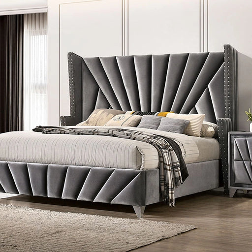 FOA East CARISSA Cal. King bed with elegant frame and upholstered headboard