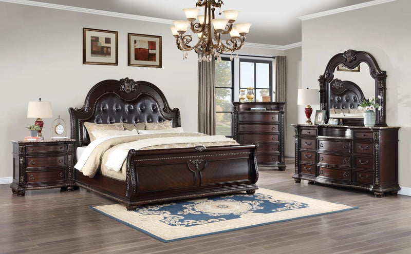 B054 Bed-Dresser-Mirror