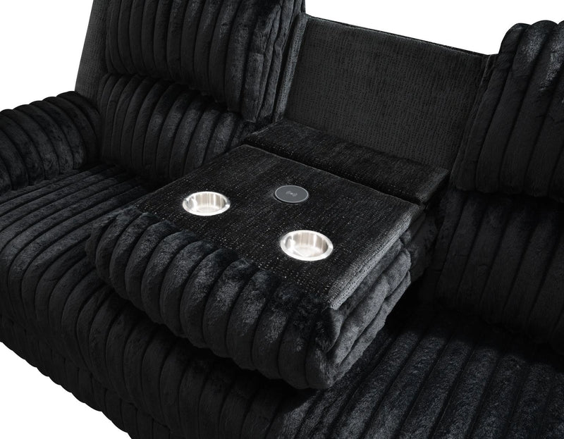 Black Corduroy Power Led Reclining Sofa