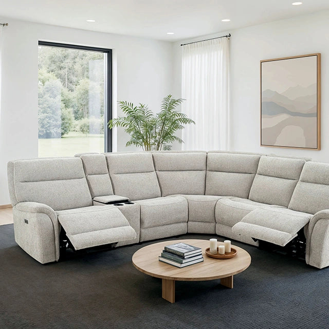 Mattheus Power Sectional with Console + 3 Recliners