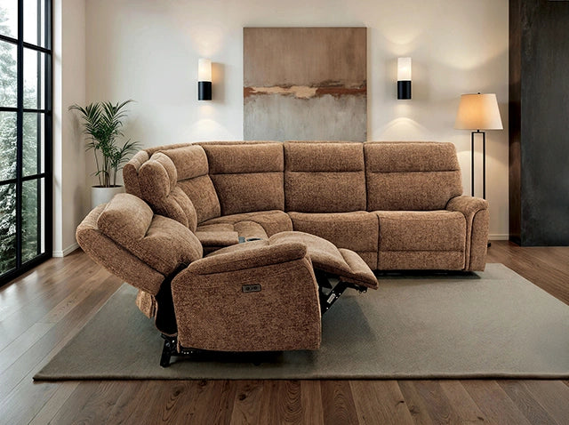 Mattheus Power Sectional with Console + 3 Recliners