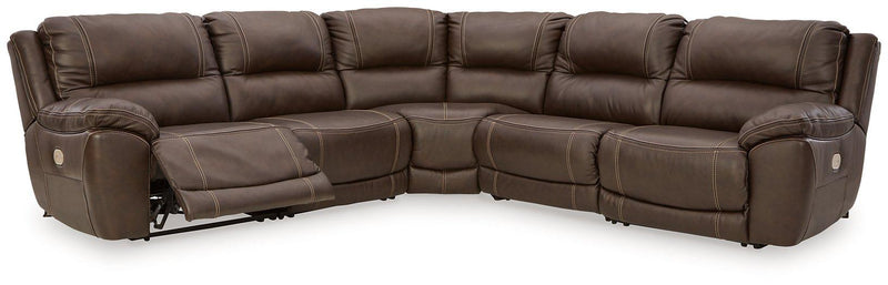 Ashley Furniture Dunleith power reclining sectional with plush cushions and modern design, perfect for a comfortable living room.