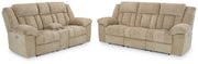 Ashley Furniture Tip-Off 2-piece living room set with sofa and loveseat in neutral fabric, modern design for comfortable seating.