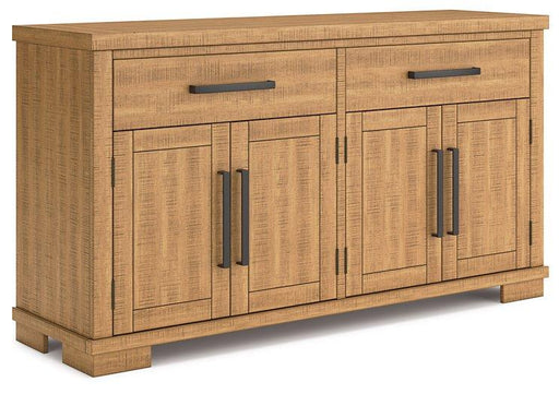 Ashley Havonplane dining server with drawers and cabinets, crafted for stylish storage in modern dining rooms