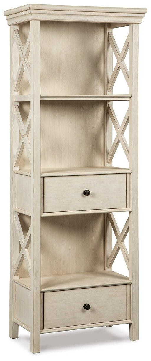 Ashley Furniture Bolanburg display cabinet server with glass doors and wooden shelves, perfect for dining room or living room storage.
