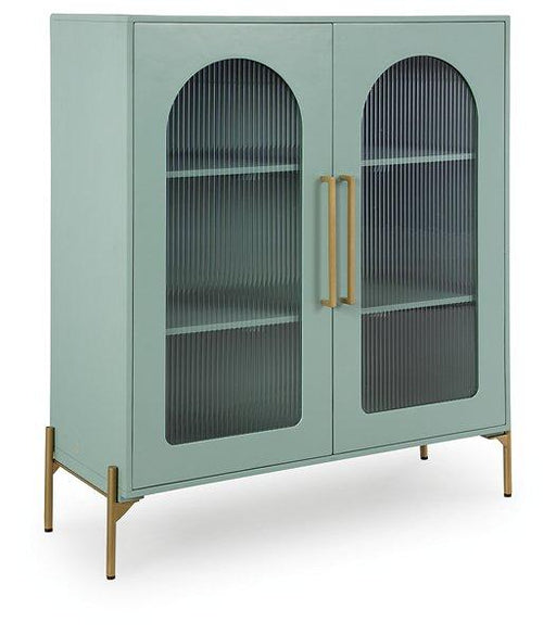 Ashley Furniture Adwen Accent Cabinet with wood finish and modern design, featuring storage drawers and decorative accents.