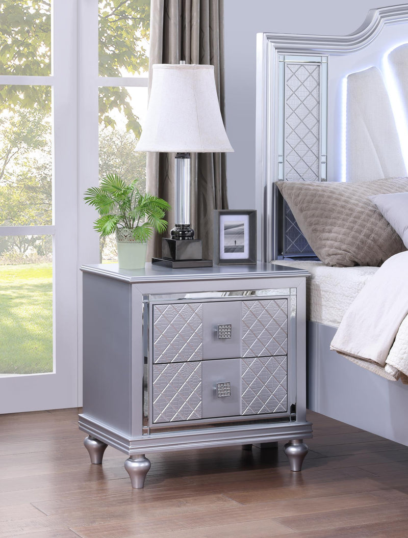 B048 Silver Night Stand With Usb