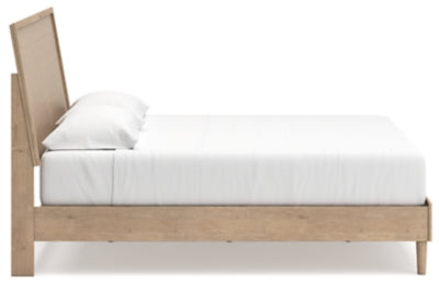 Ashley Furniture Cielden Bed with side view showcasing its elegant wood frame and contemporary design.