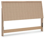 Ashley Furniture Cielden Bed with a stylish wooden frame, shown from an angled view highlighting its elegant design.