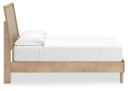 Ashley Furniture Cielden Bed with wooden frame and side view, showcasing the elegant design and craftsmanship.
