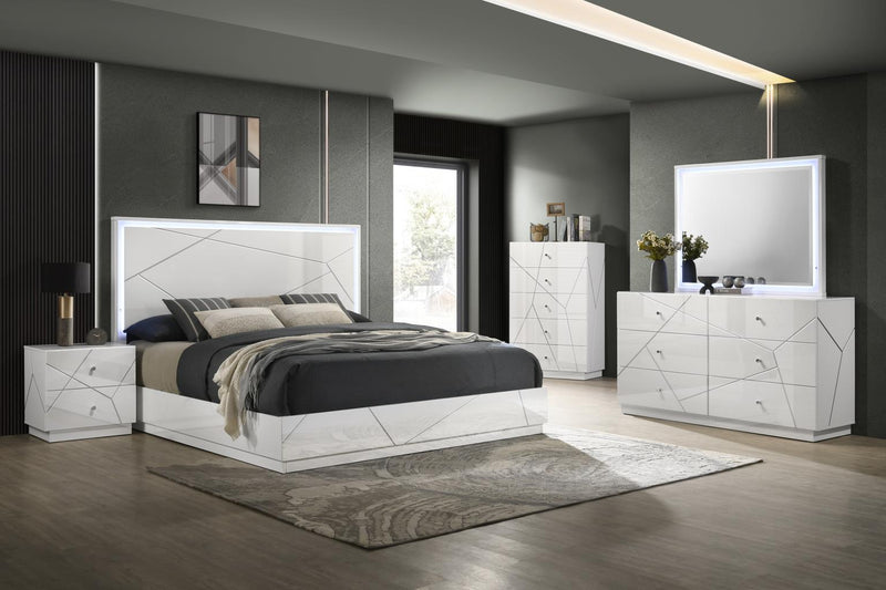 White/Gray Line Night Stand