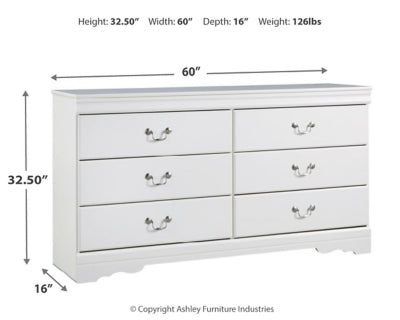 Ashley Furniture Anarasia dresser with sleek wood finish and multiple drawers, showcasing elegant storage design.