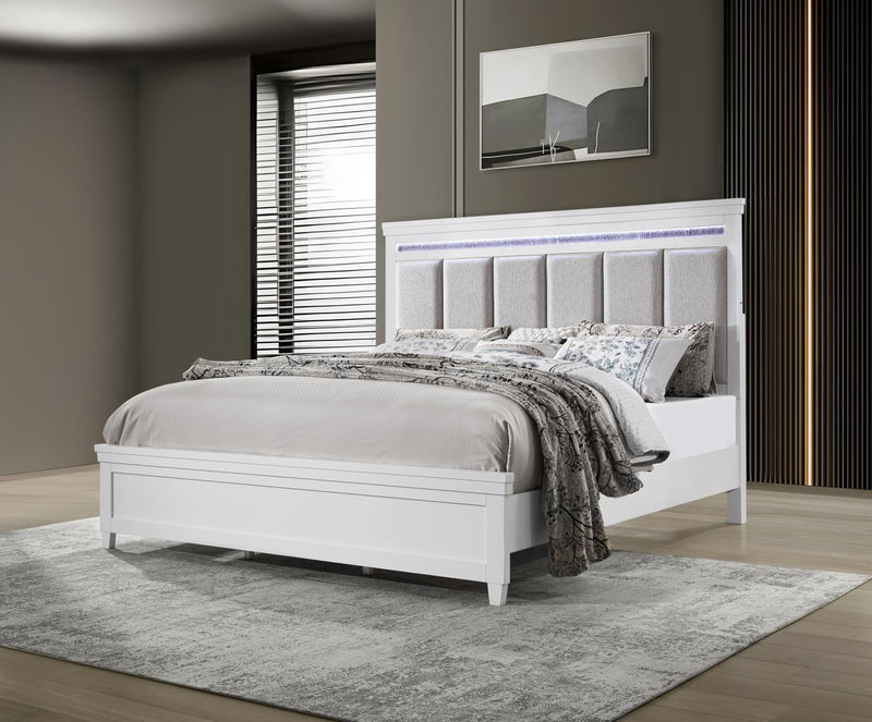 White Led Queen Bed