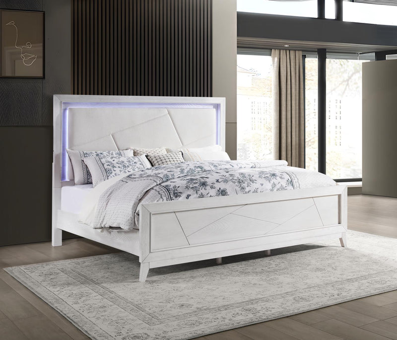 Led King Bed Antique White